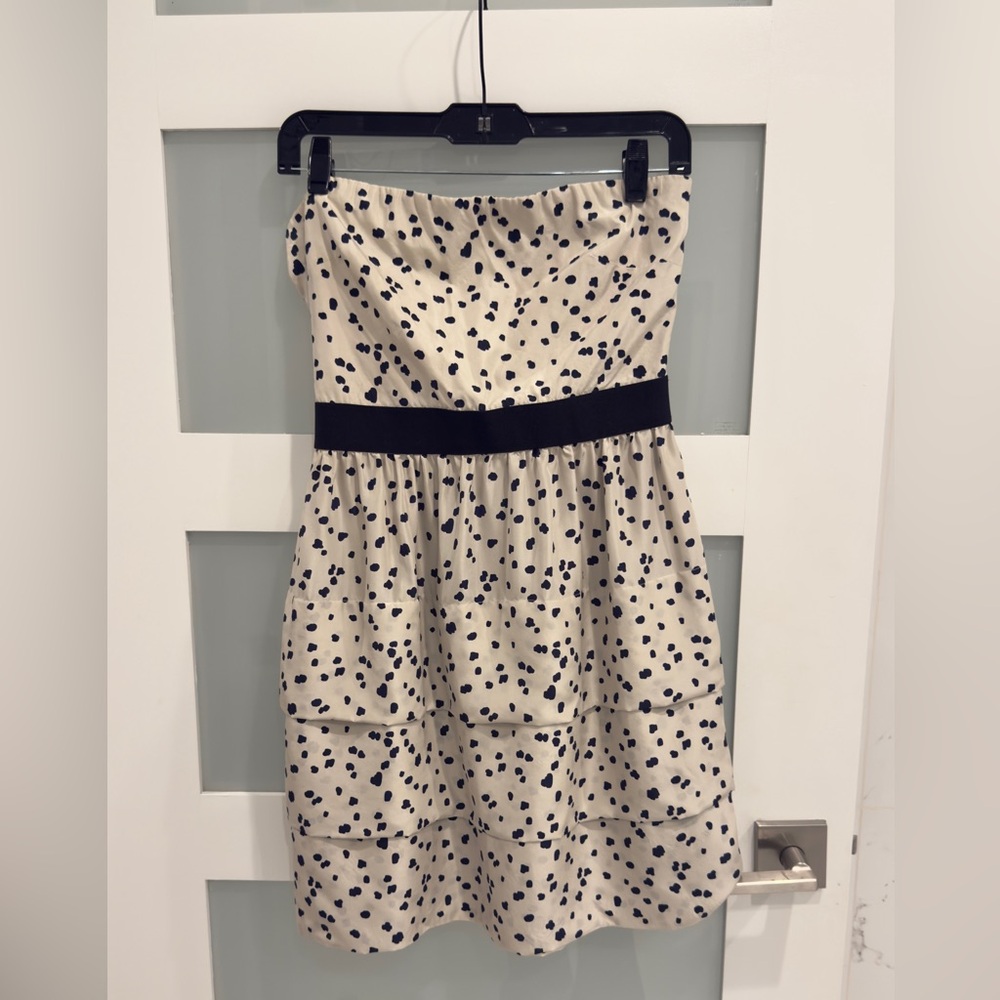 Theory Silk Dot Strapless A-Line Dress Size 6